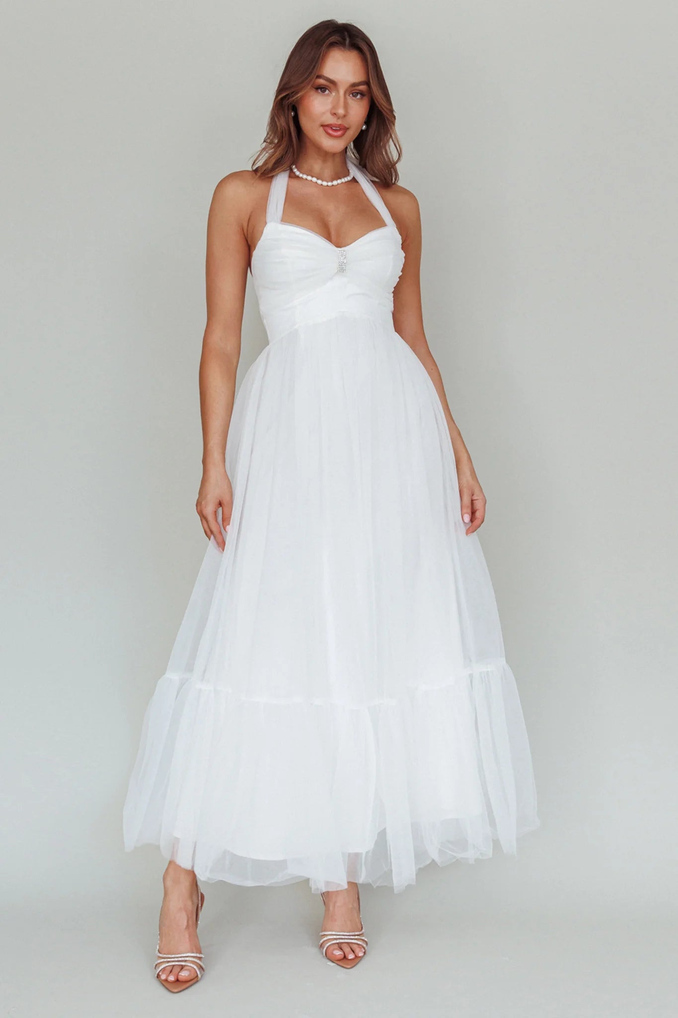 Alegria Tulle Maxi Dress White