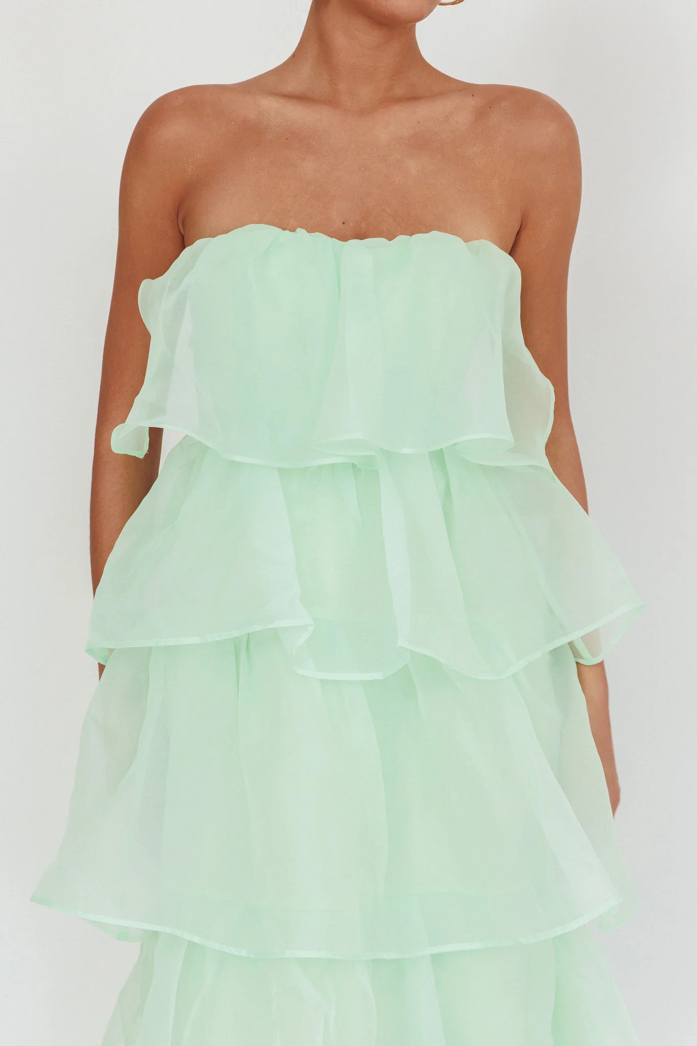 Behati Tiered Layer Midi Dress Mint
