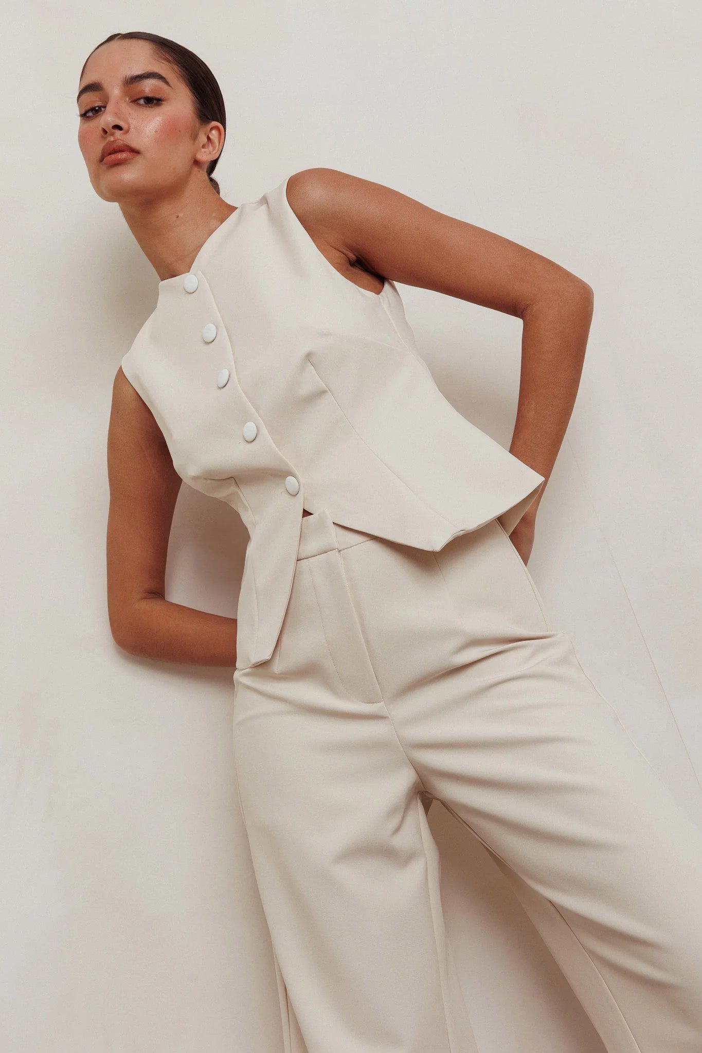 Consideration Sleeveless Vest Top Beige