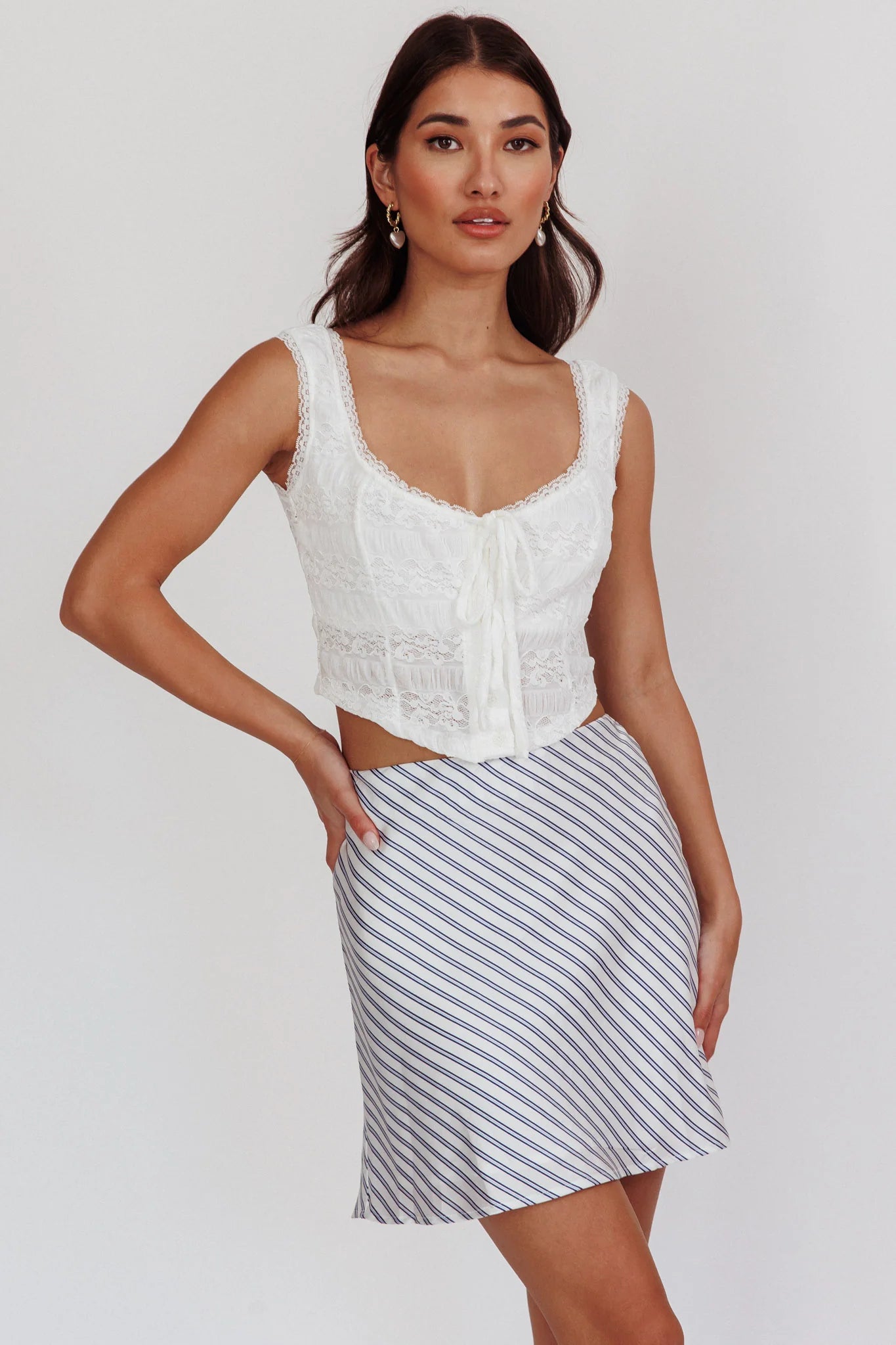 Zora Lace Corset Top White