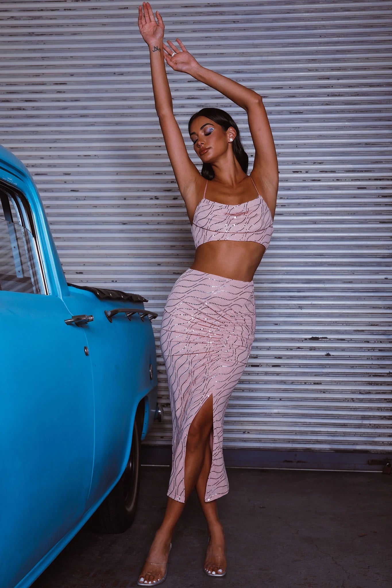 Maree Pleated Bust Crop Top Blush