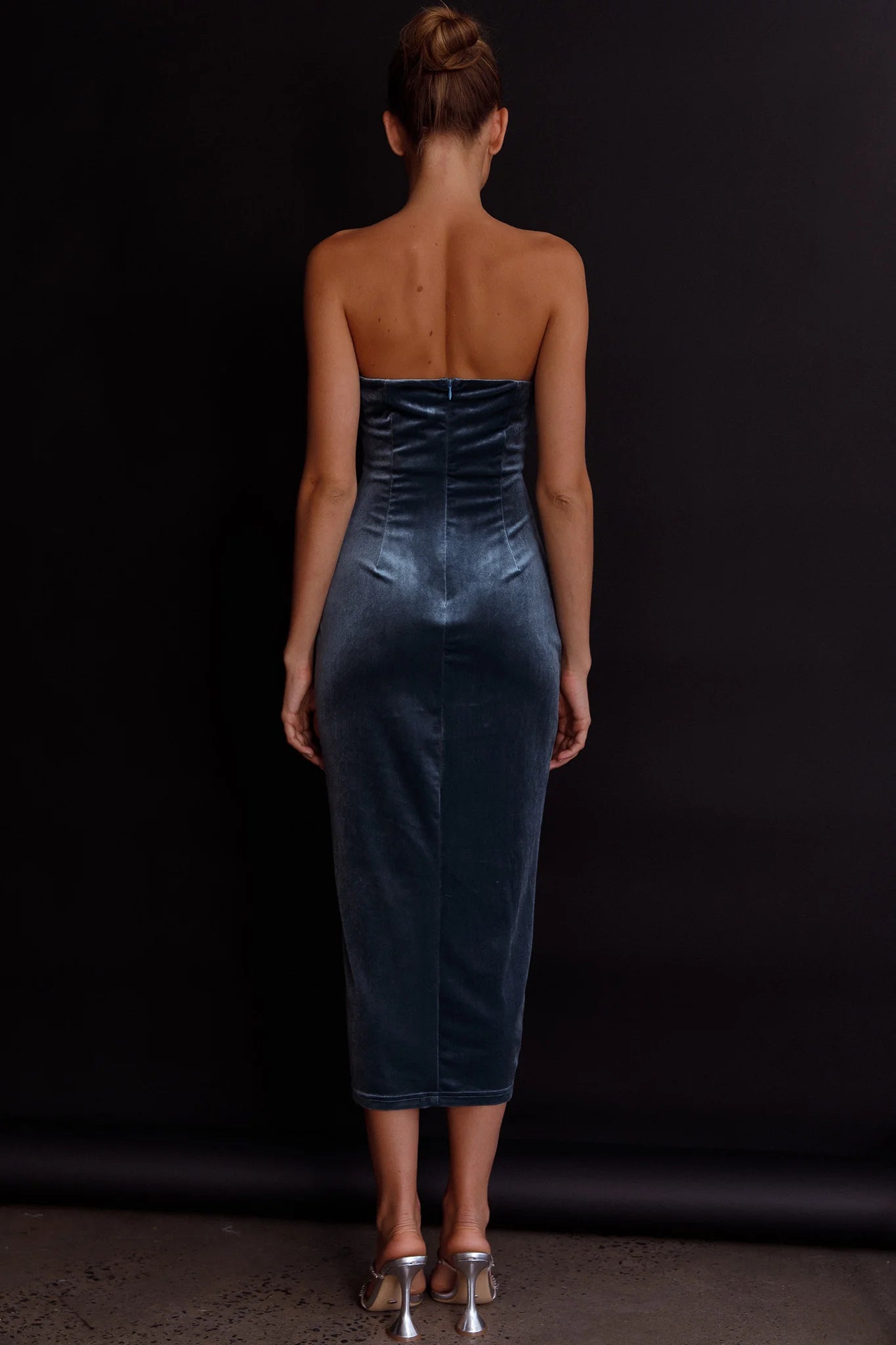 Must Be Fate Velvet Midi Dress Blue