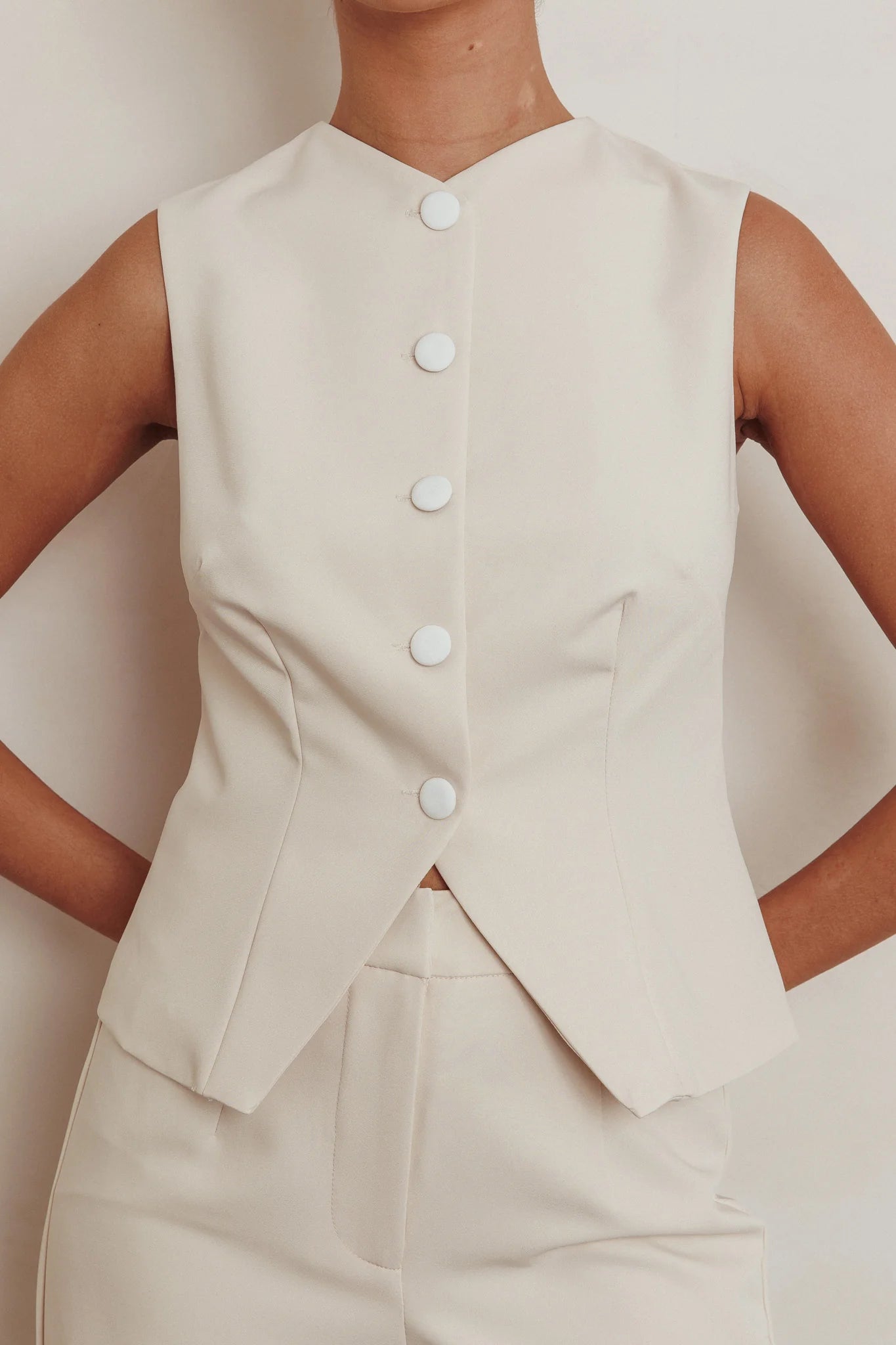 Consideration Sleeveless Vest Top Beige