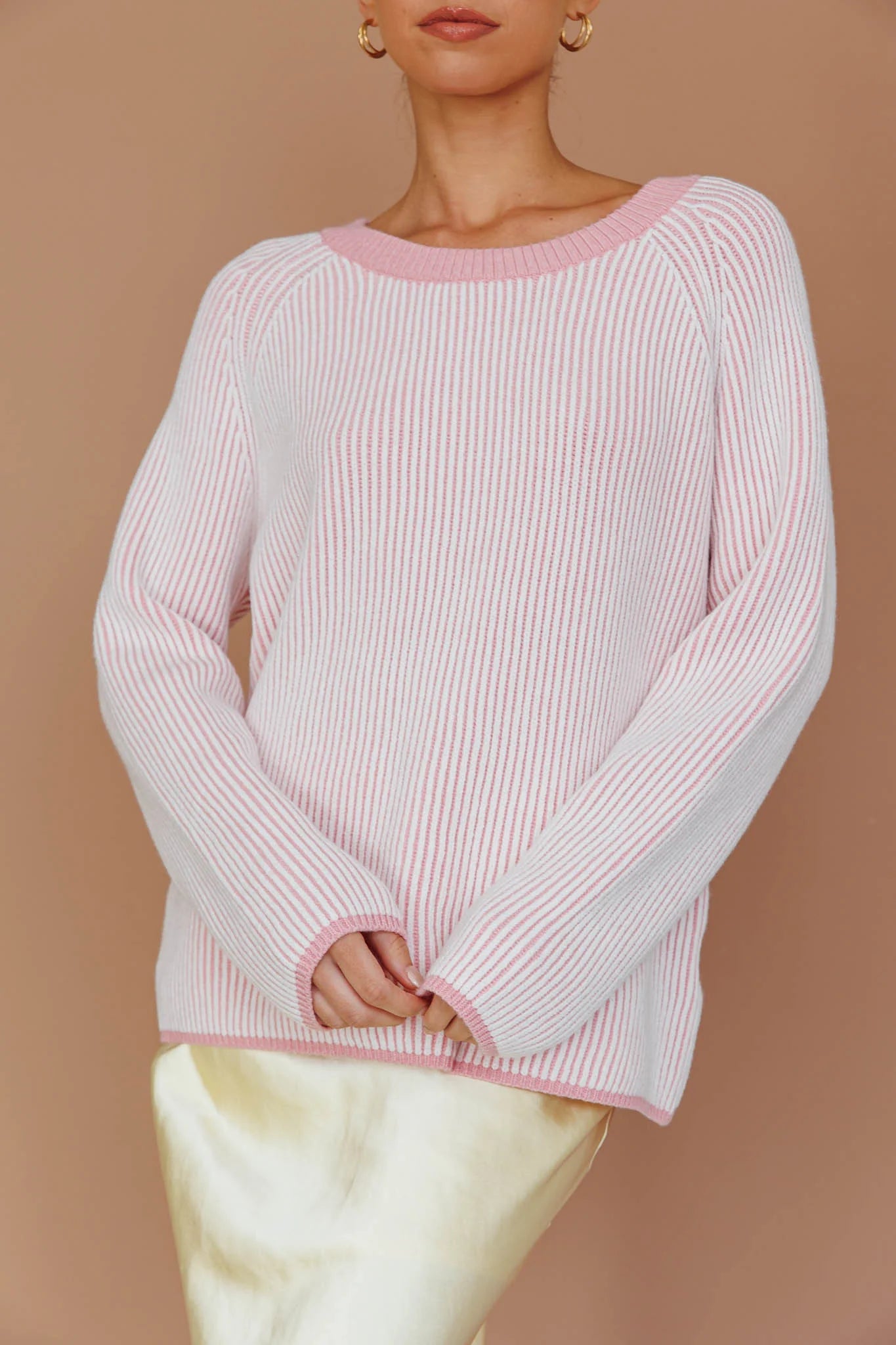Trafalgur Ribbed Knit Sweater Pink