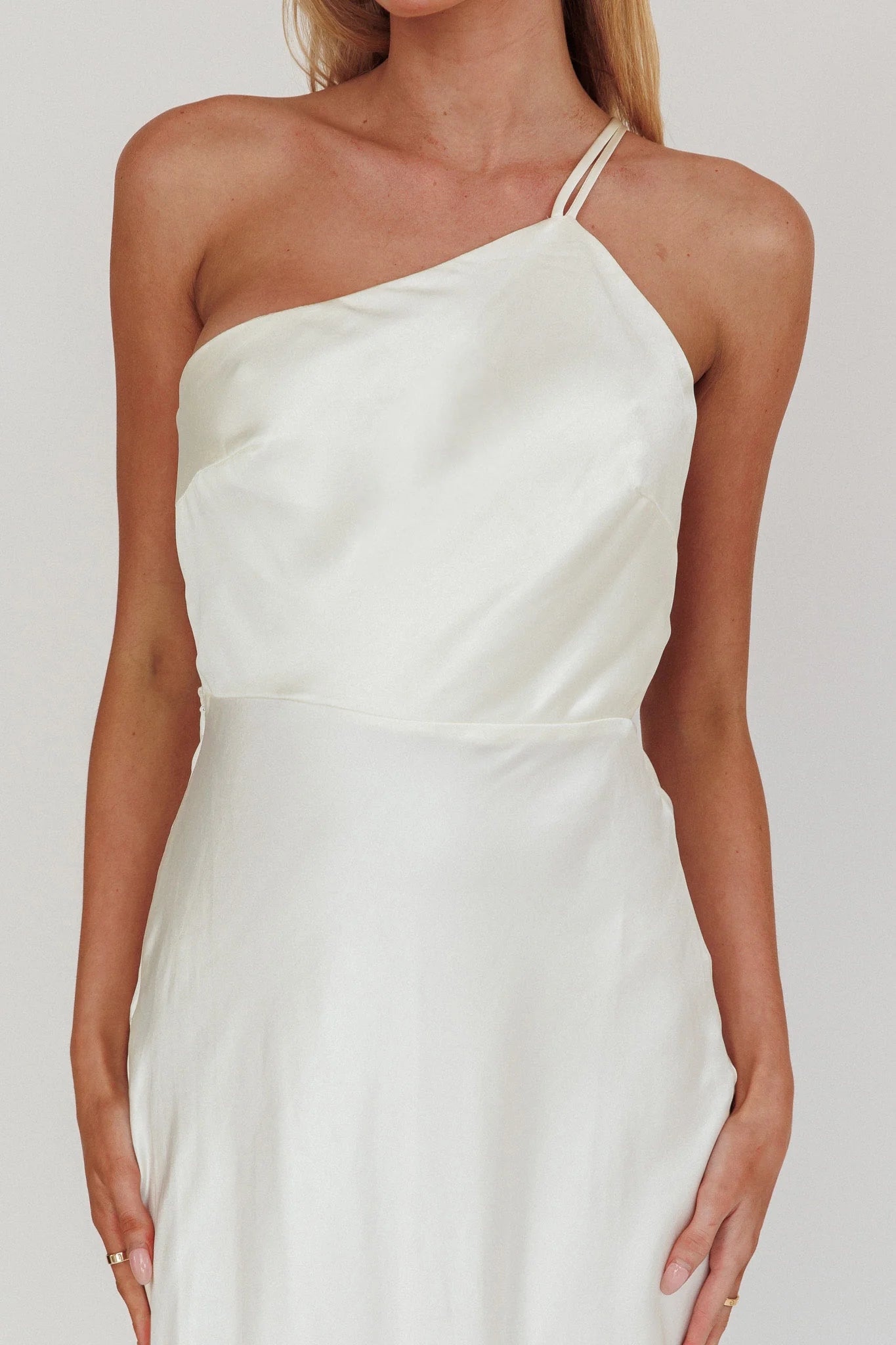 Aubrianna One-Shoulder Strappy Back Dress White