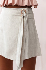 Amalfi Linen Eyelet Skort Natural