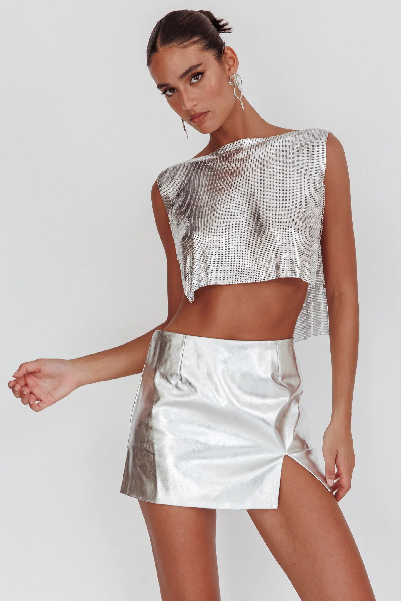 Breakdance Metal Mesh Top Silver