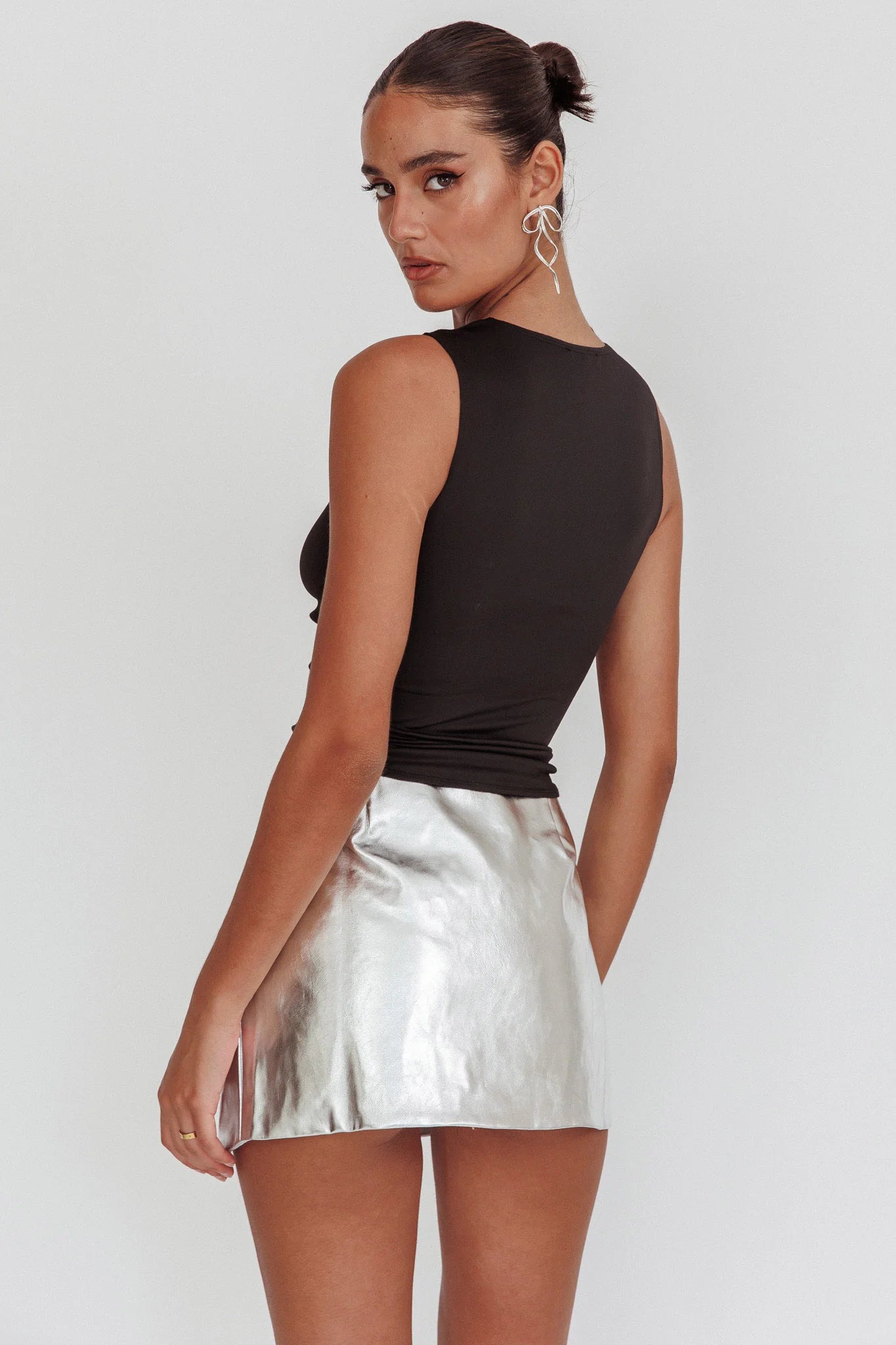 Argyle Cut-Out Sleeveless Top Black