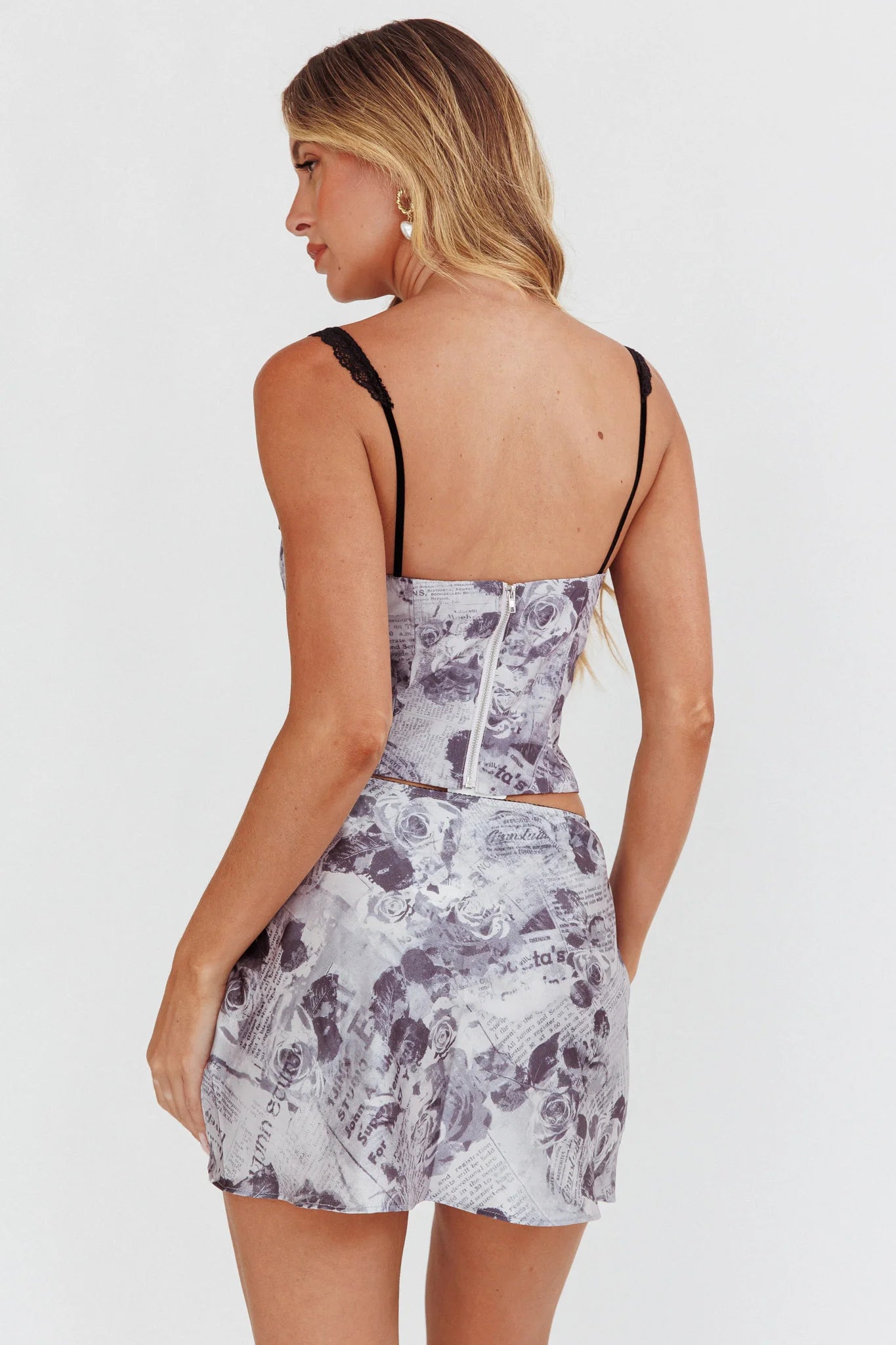 Julissa Ribbon Trim Top Floral Ink