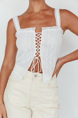 Never Miss Lace-Up Bust Top White