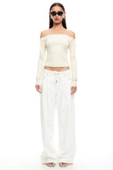 LIONESS Insightful Off Shoulder Top Ivory