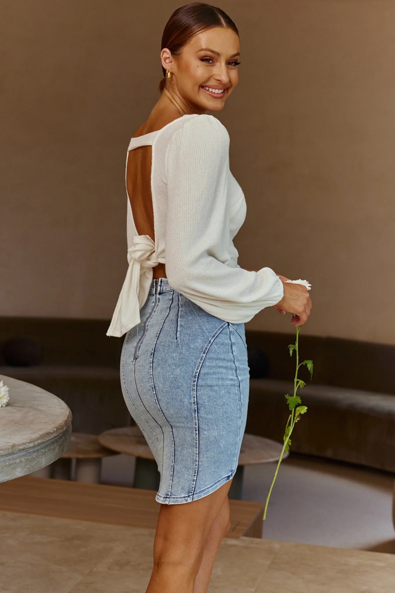 Love Like This Long  Sleeve Open Back Crop Top White