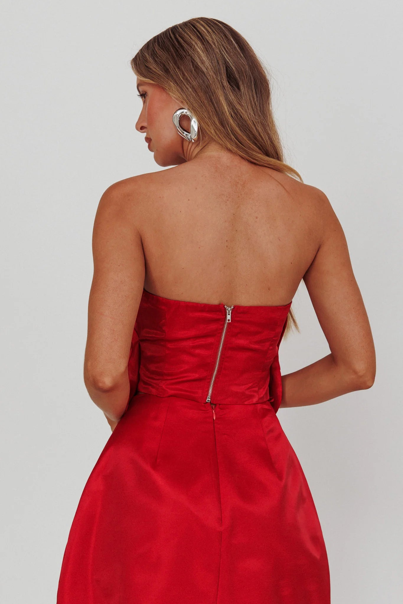 Count Down Rose Feature Strapless Top Red