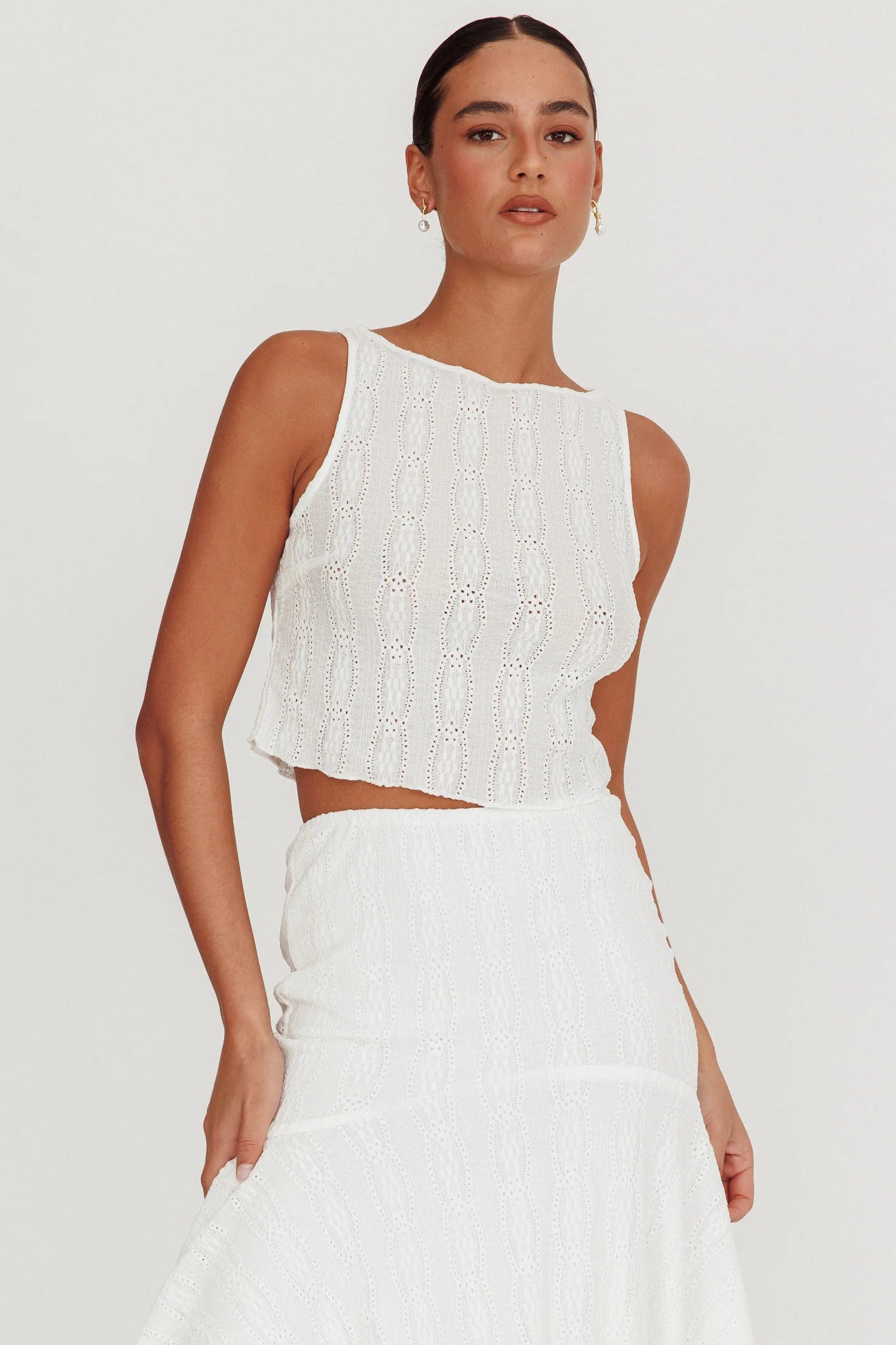 Paper Hearts Sleeveless Top White