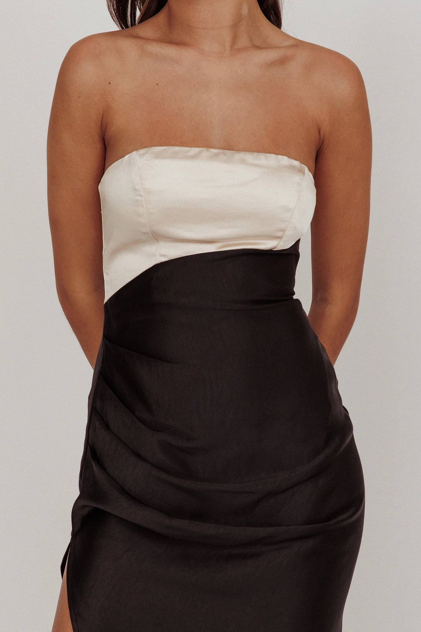 Kamillia Strapless Split Maxi Dress Black