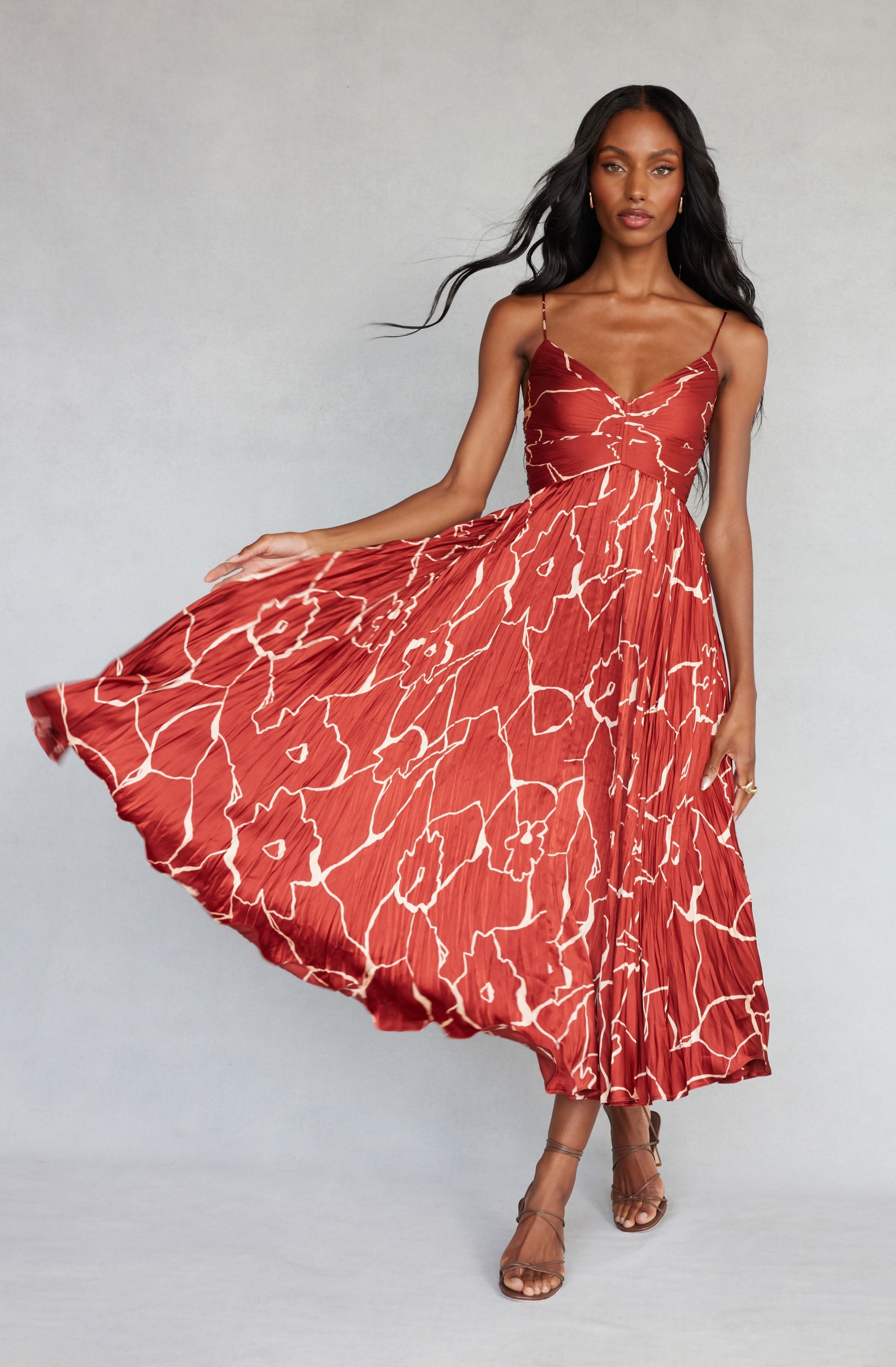 Maeve Printed Pleated Midi Dress