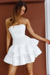 Bella Donna Strapless Frill Dress White
