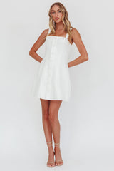 Stealing Sunshine Faux Button Front Mini Dress White