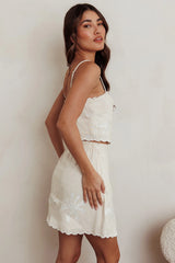 Carsyn Flower Embroidery Cropped Top Oat