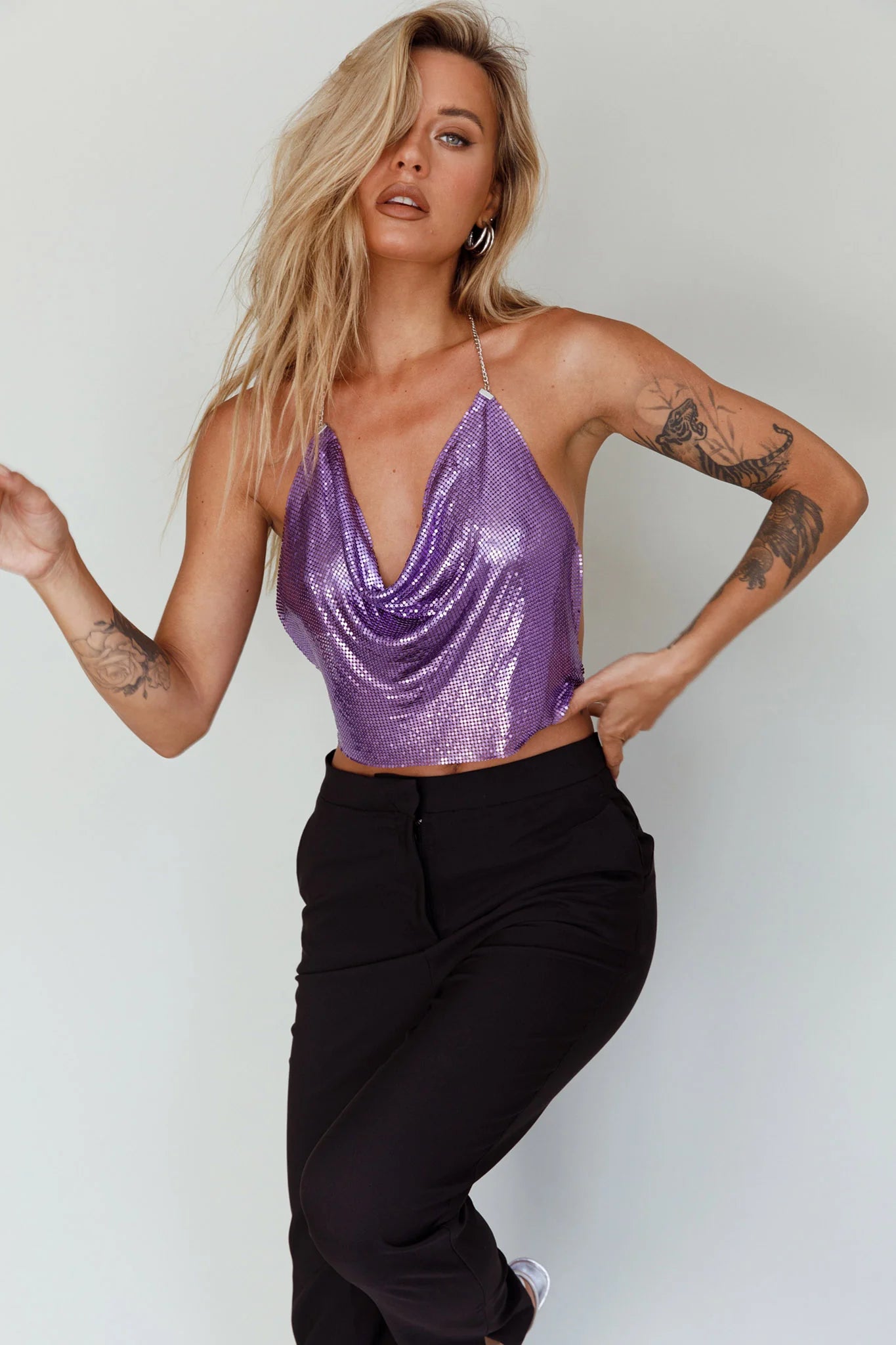 Moonshine Chain Mail Mesh Top Lavender