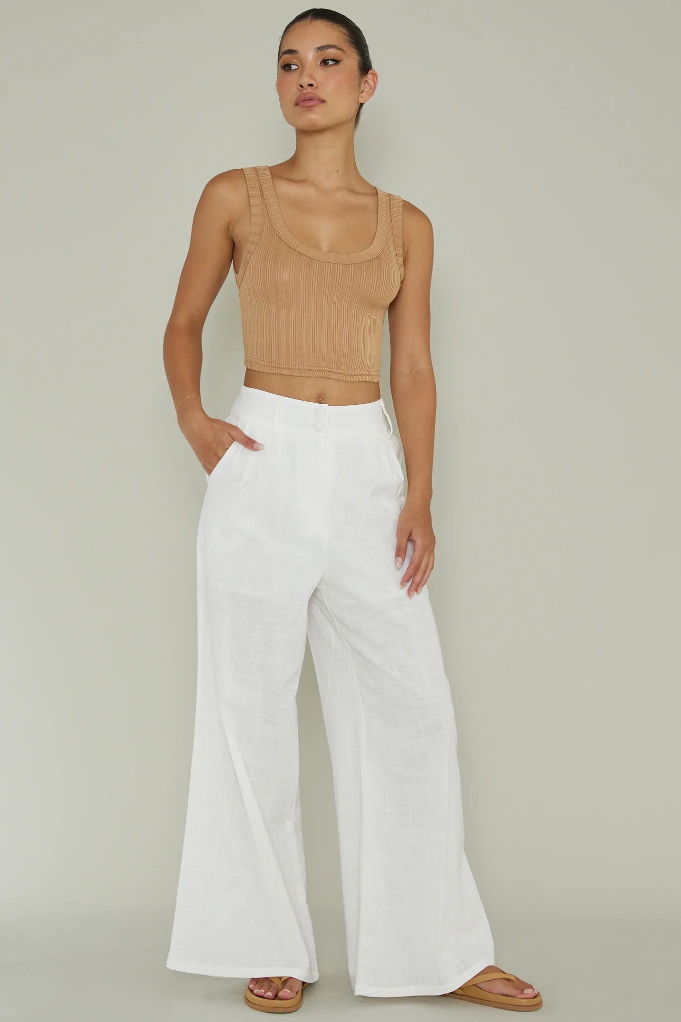 In Sync Scoop Neck Crop Top Mocha