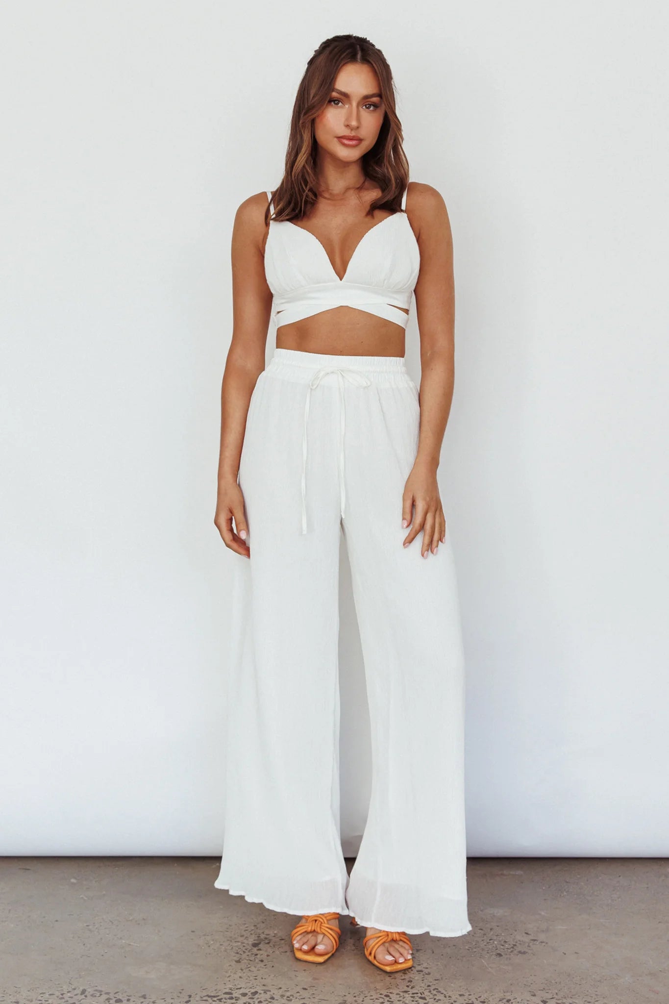 Cove Shirred Back Crop Top Ivory