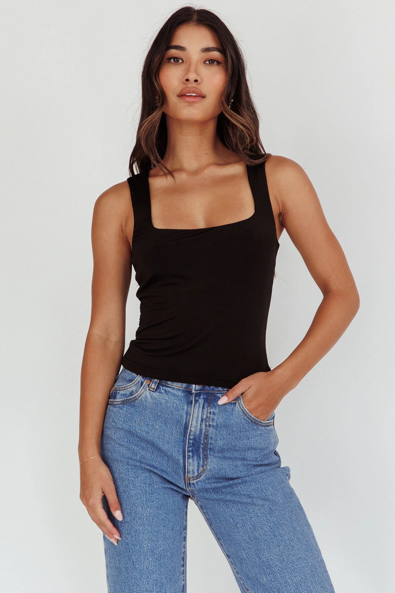 Tabatha U-Neckline Top Black
