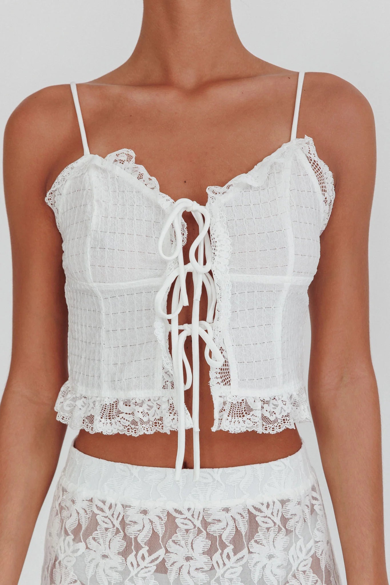 Fancy Girl Tie-Up Cami Top Off White