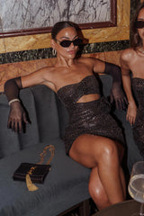 Calia Rose Accent Sequin Mini Dress Black