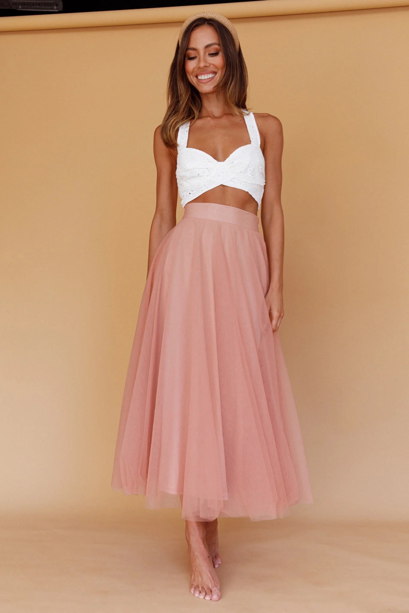 Samba Tied Back Eyelet Top White