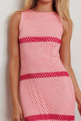 Ronnie Sleeveless Crochet Maxi Dress Pink