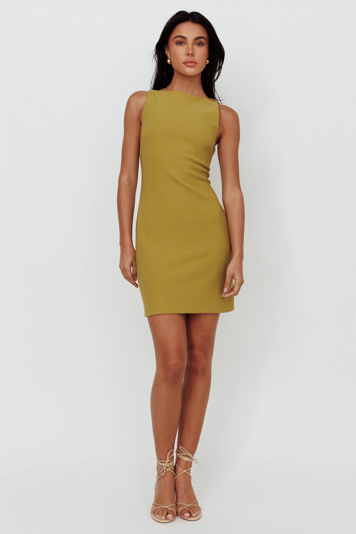 Anjali Sleeveless Shift Dress Moss Green