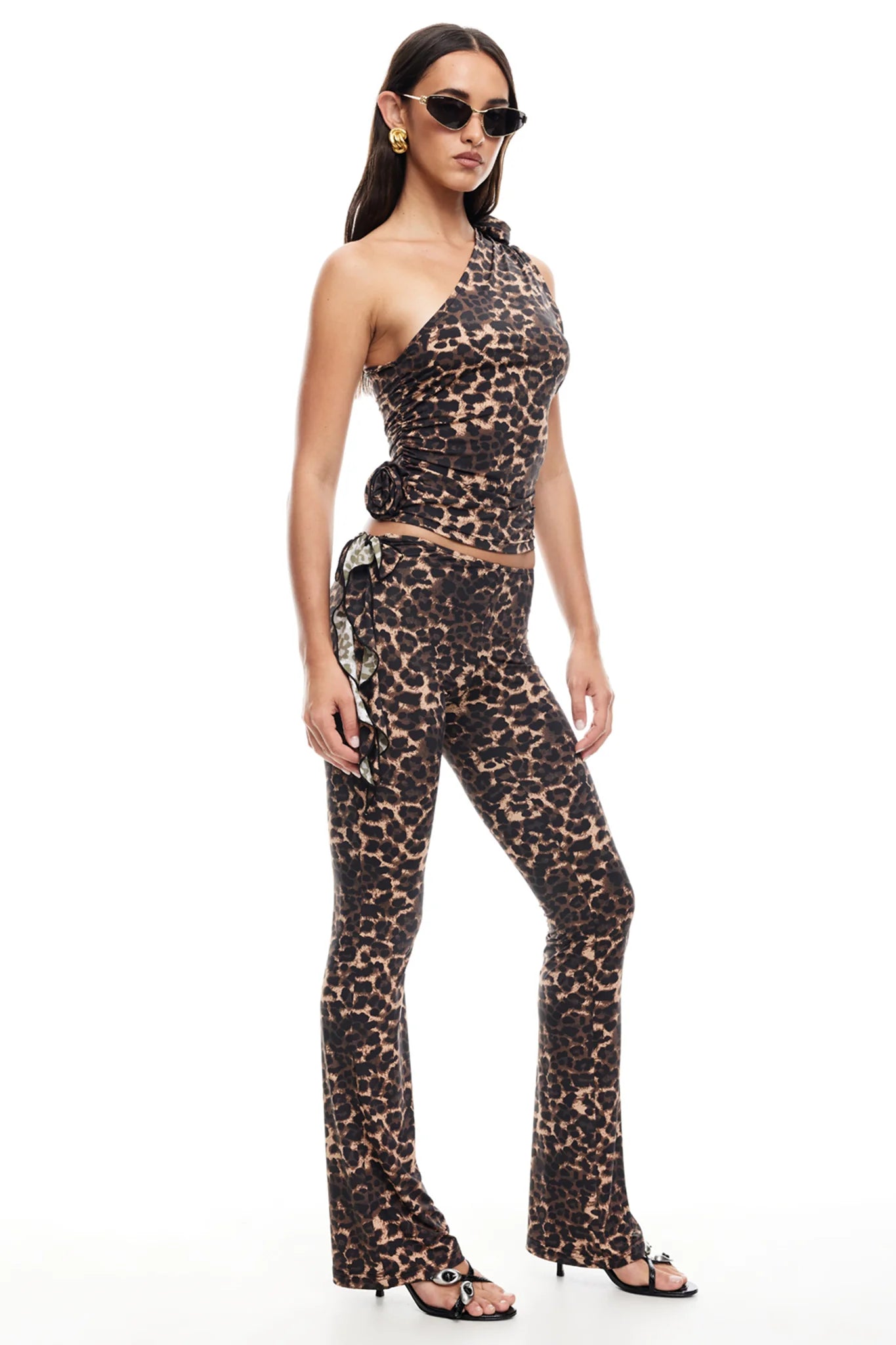 LIONESS Rendezvous One Shoulder Top Leopard