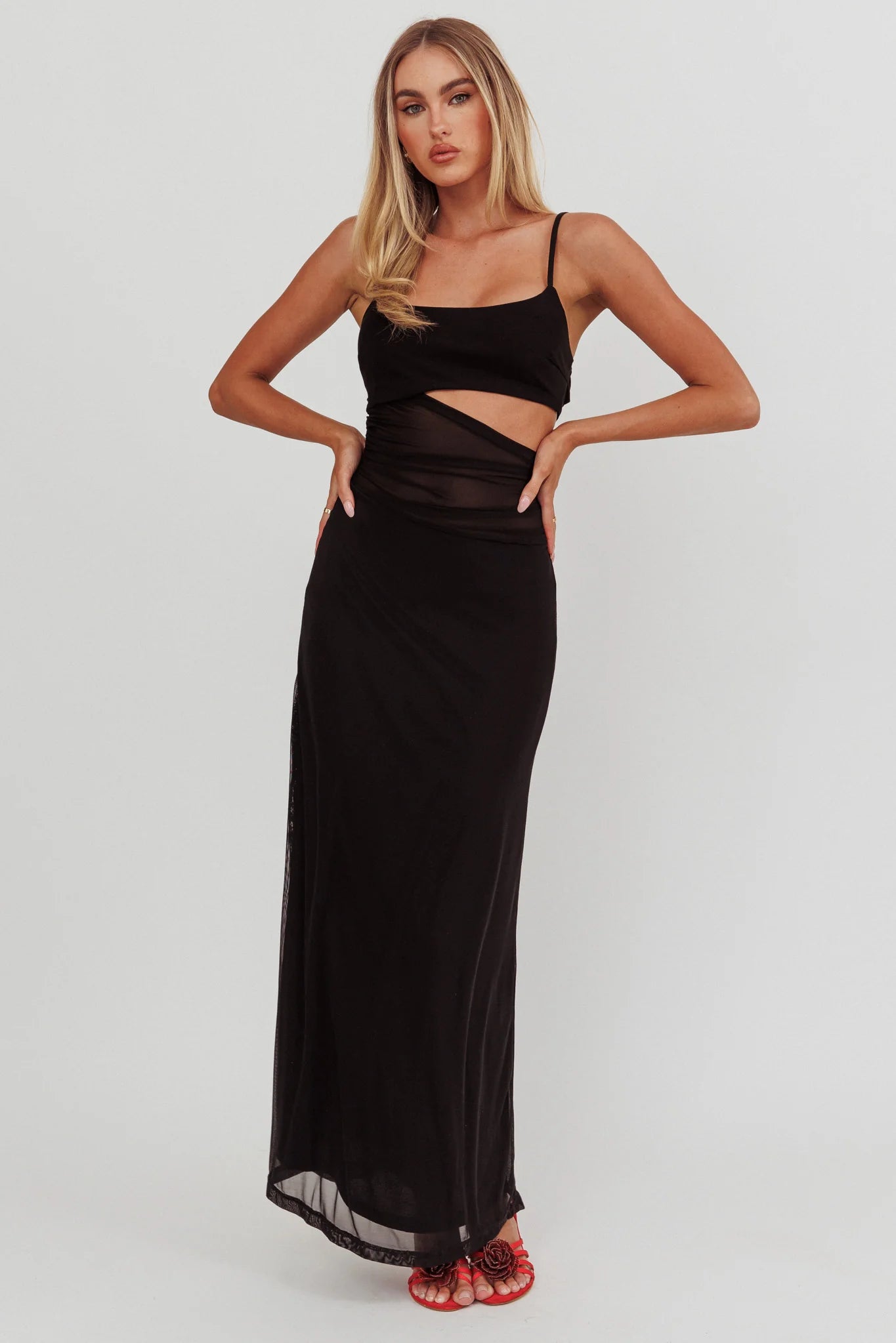 Romany Cut-Out Waist Maxi Dress Black