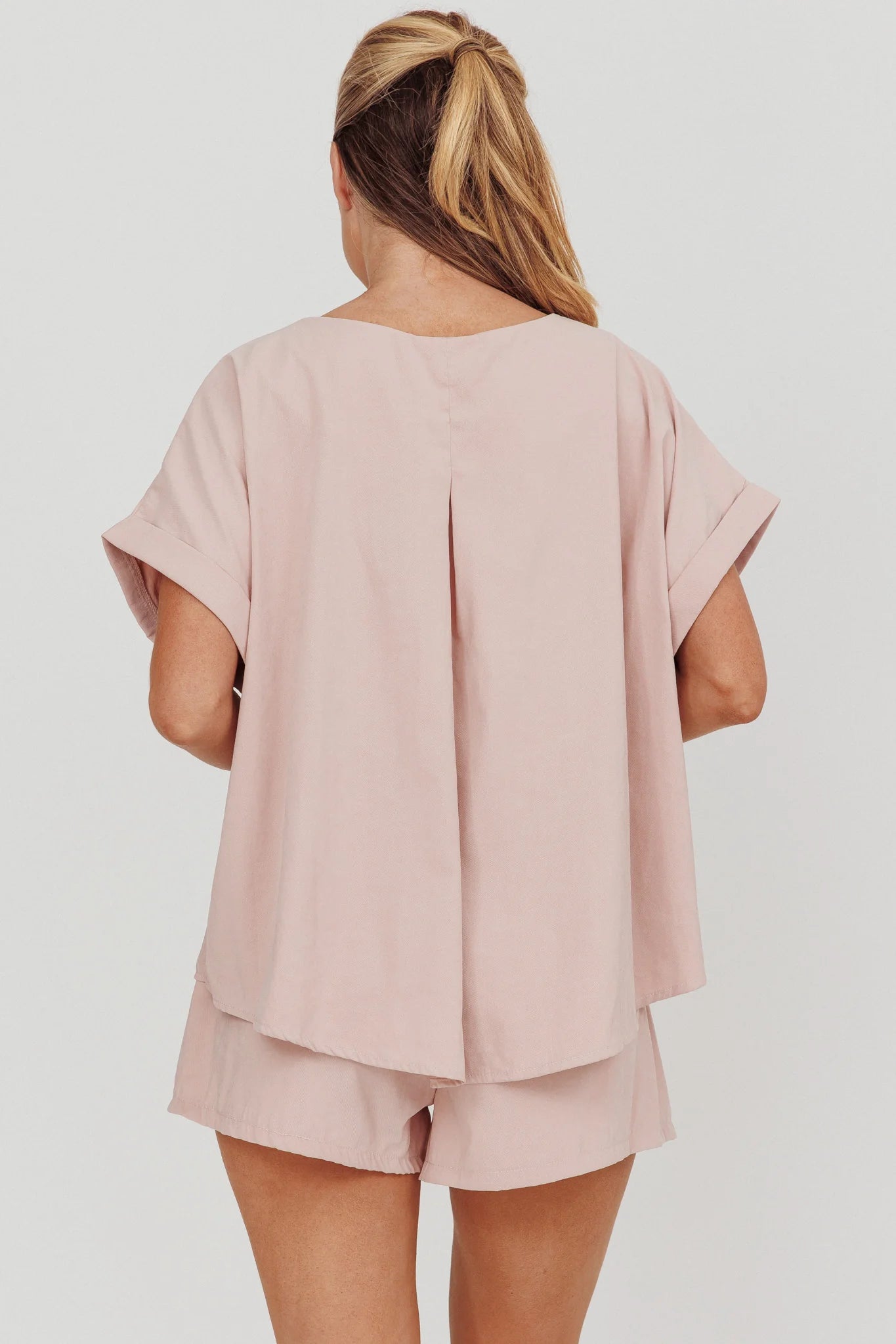 Yuna Pleat Back Boxy Tee Blush
