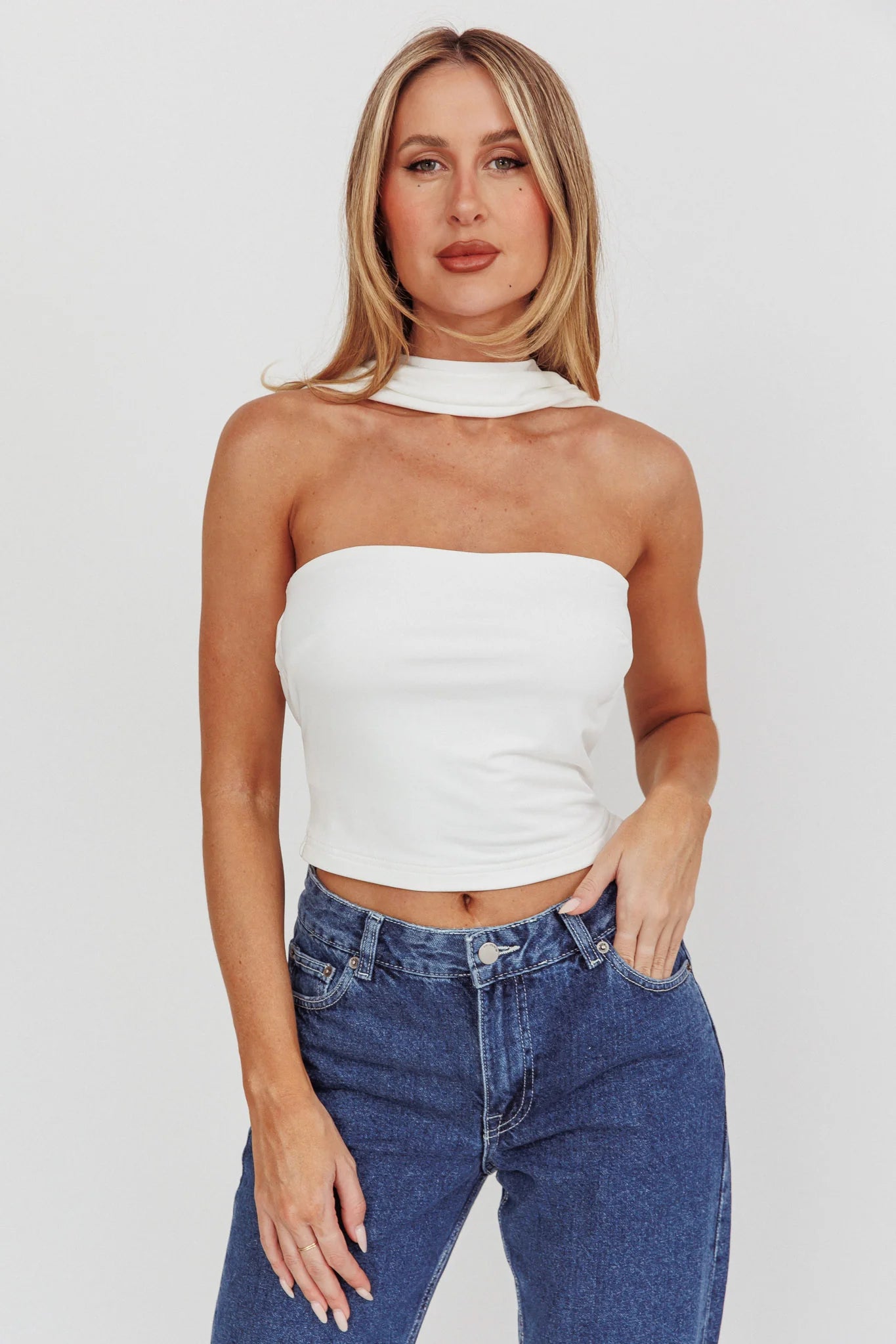 Damsel Reverse Halter Neck Top White