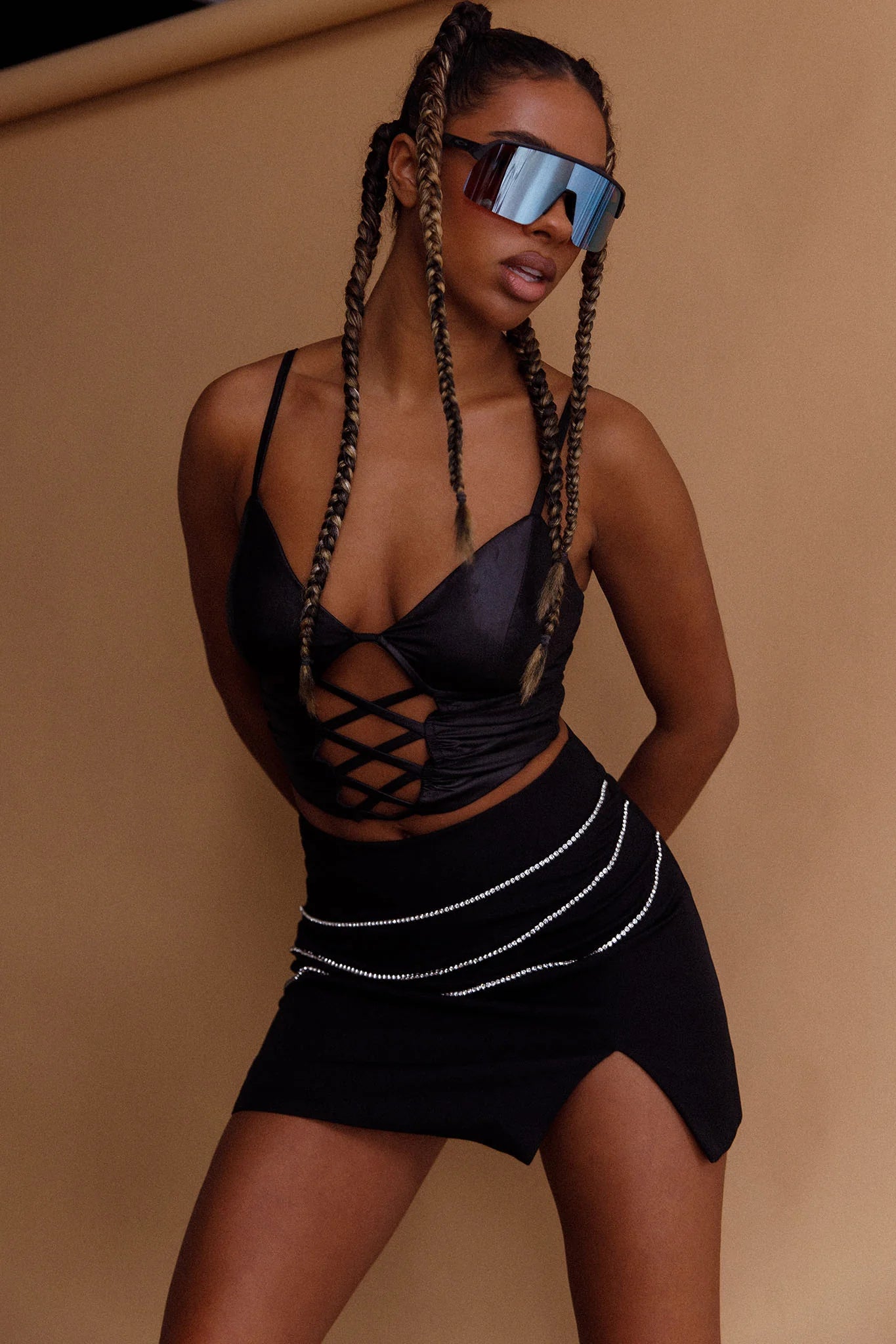 Miette Criss-Cross Crop Top Black