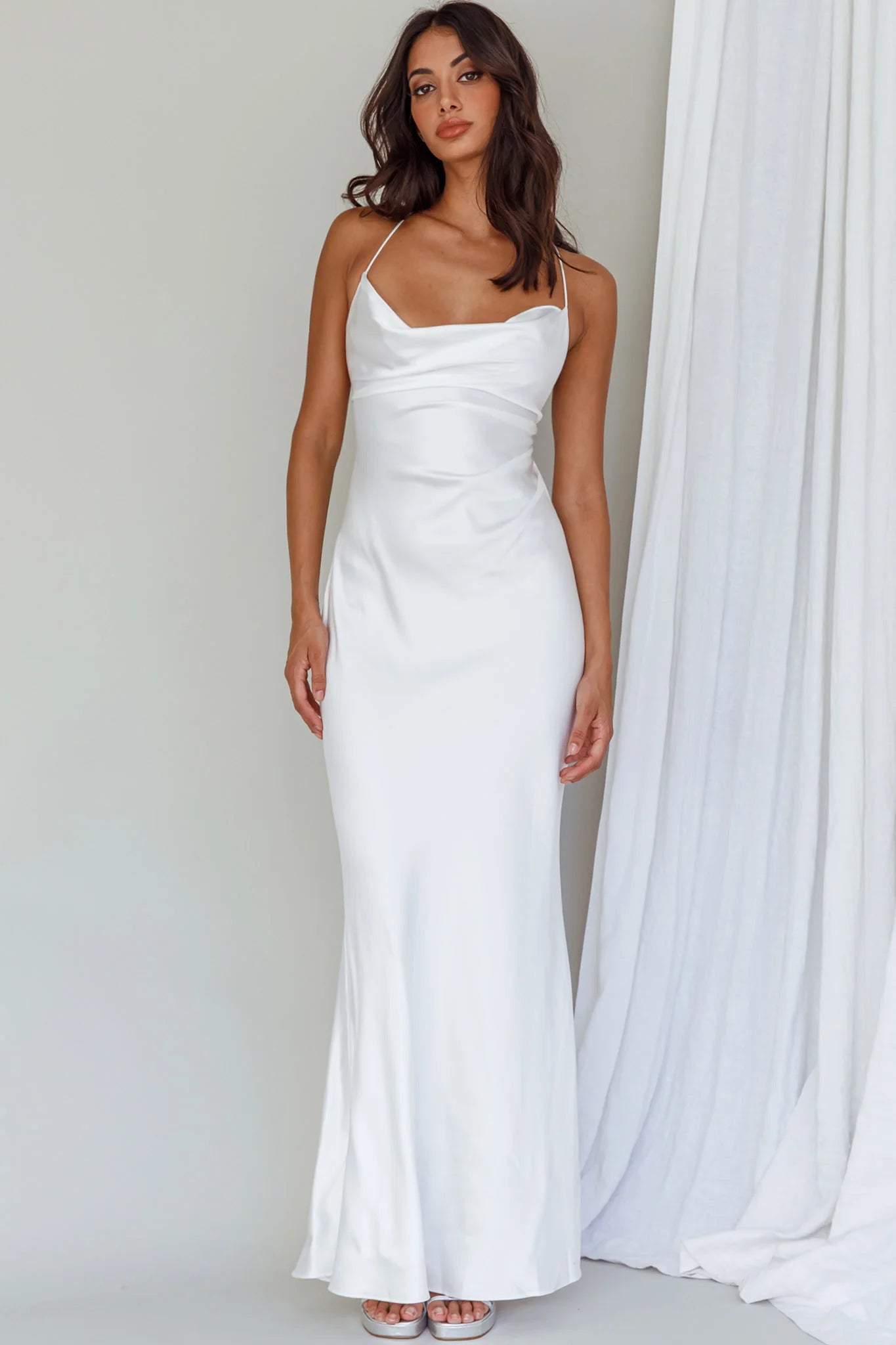 Palma Low Back Strappy Maxi Dress White