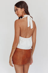 Zoriah Twist Bust Halterneck Top White