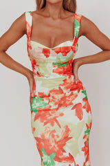 Odelia Sweetheart Mermaid Maxi Dress Print Red