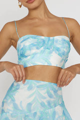 Veda Pleat Crop Top Floral Blue