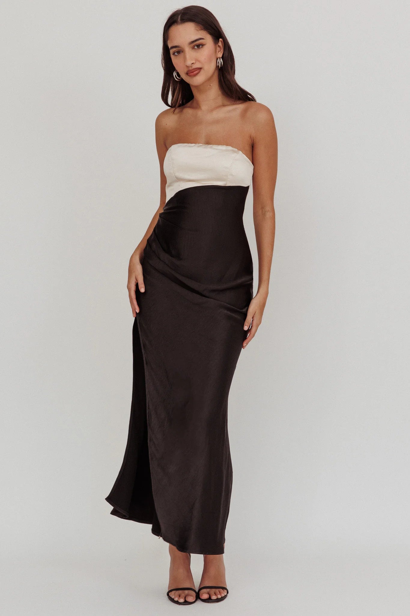 Kamillia Strapless Split Maxi Dress Black