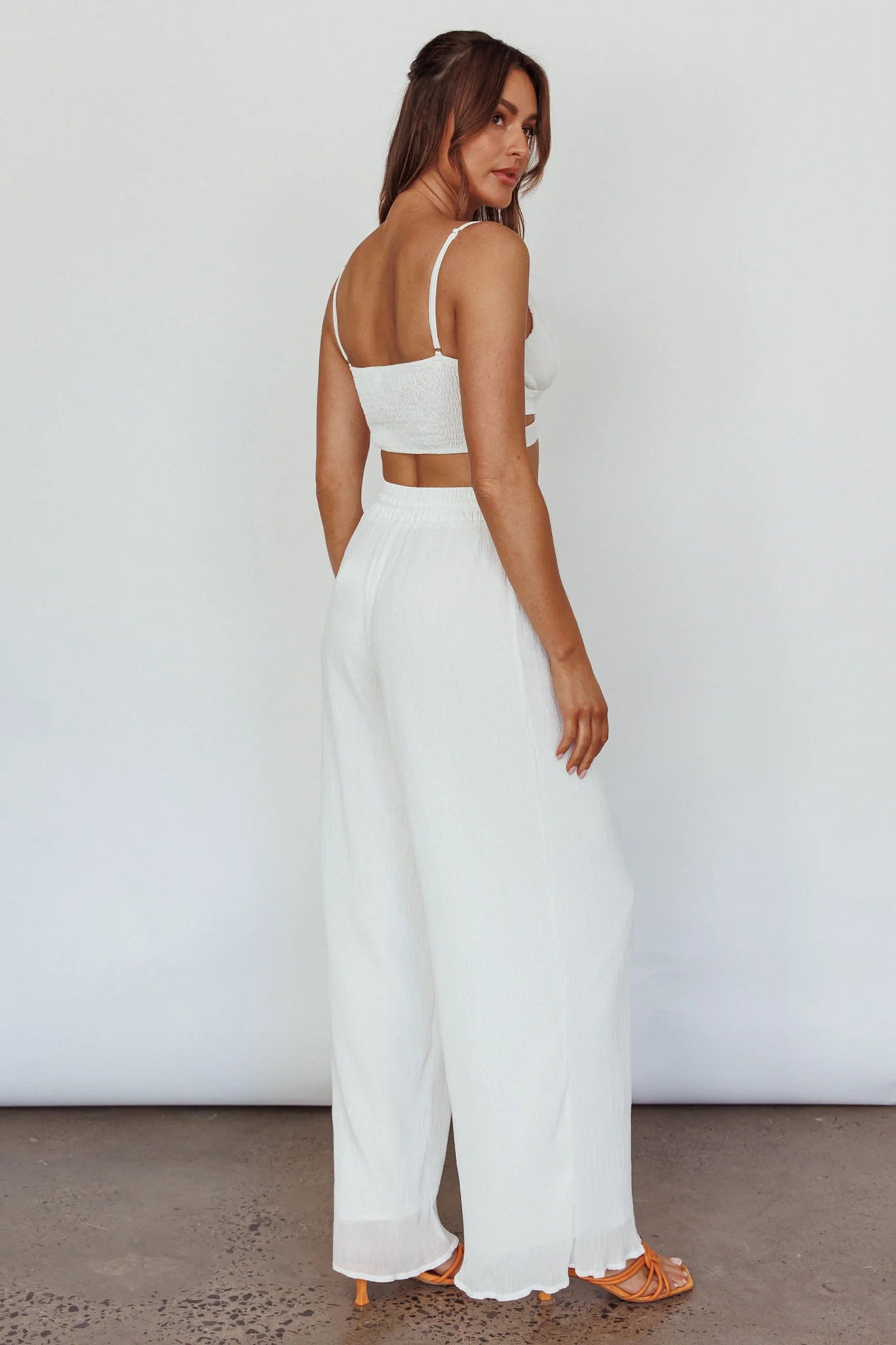 Cove Shirred Back Crop Top Ivory