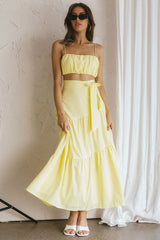 Bondi Gathered Crop Top Lemon