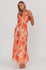 Madara Lace-Up Back Maxi Dress Orange
