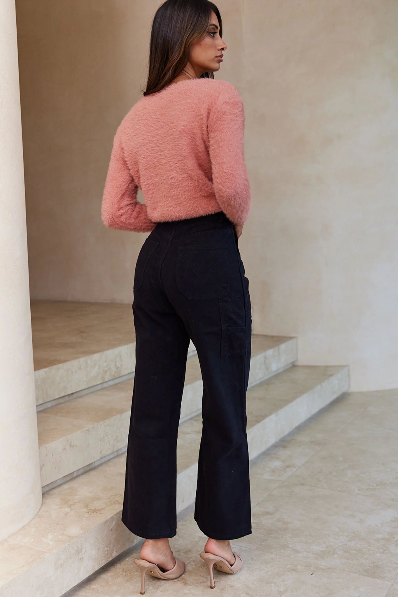 Elsa Long Sleeve Ruched Bust Sweater Rose