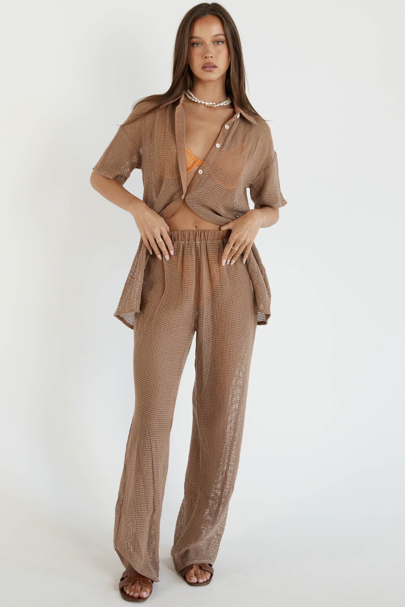 SNDYS Hyams Buttoned Knit Top Mocha