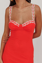 Girl Power Lace Strap Maxi Dress Red