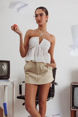 Asiah Halter Neck Cami Top Off White