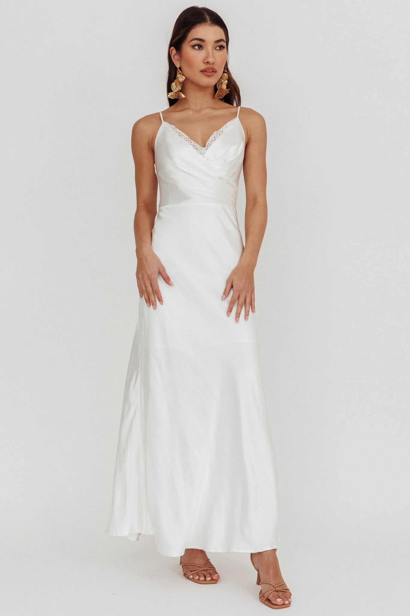Our Story Surplice Neckline Maxi Dress Off White